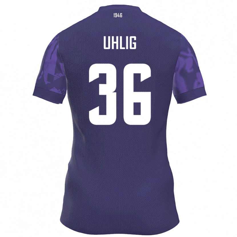 Danxen Børn Max Uhlig #36 Lilla Hvid Hjemmebane Spillertrøjer 2025/26 Trøje T-Shirt