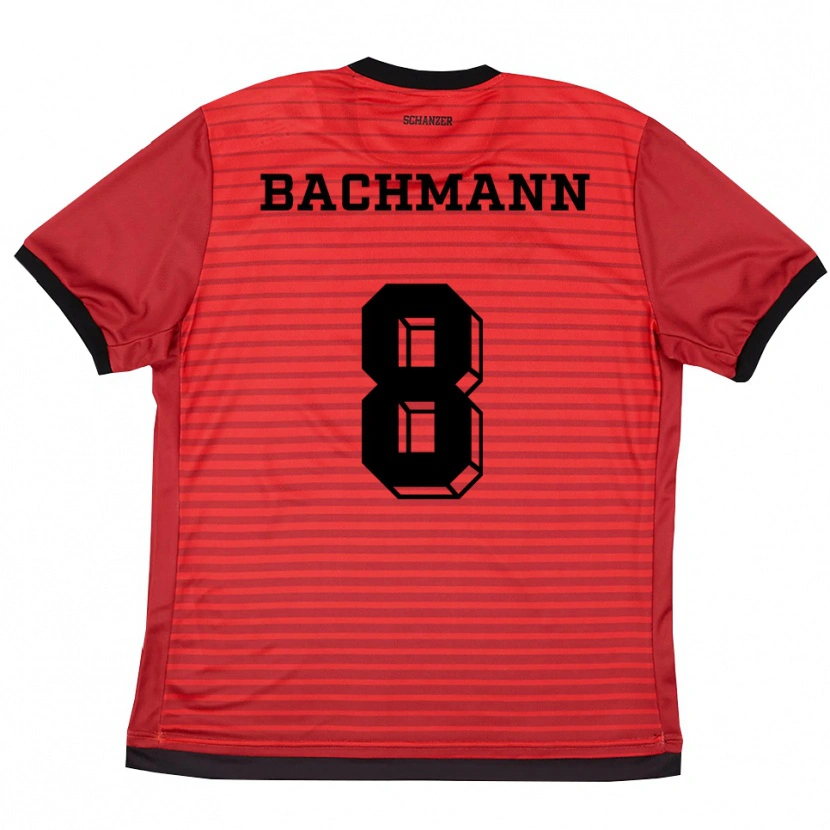 Danxen Børn Patrick Bachmann #8 Rød Sort Hjemmebane Spillertrøjer 2025/26 Trøje T-Shirt