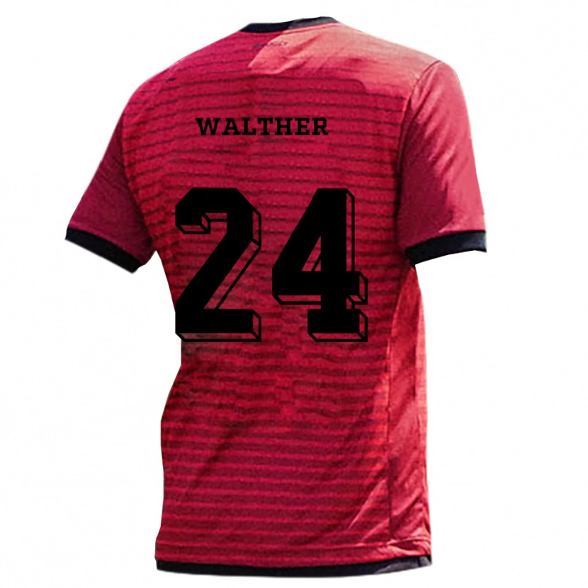 Danxen Børn Felix Walther #24 Rød Sort Hjemmebane Spillertrøjer 2025/26 Trøje T-Shirt