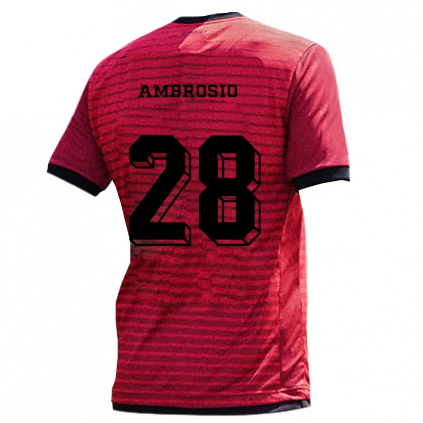 Danxen Børn Gedeon Ambrosio #28 Rød Sort Hjemmebane Spillertrøjer 2025/26 Trøje T-Shirt