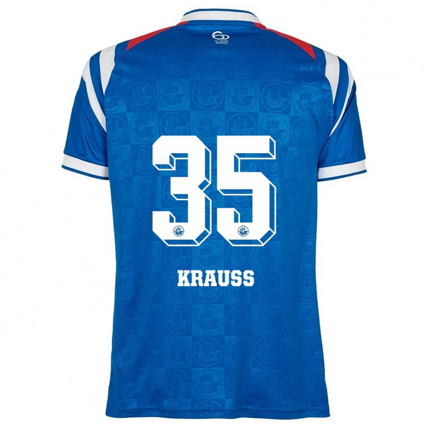 Danxen Børn Maximilian Krauß #35 Blå Hvid Rød Hjemmebane Spillertrøjer 2025/26 Trøje T-Shirt