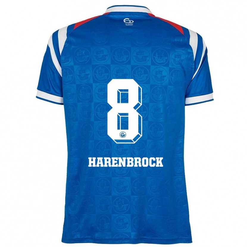 Danxen Børn Cedric Harenbrock #8 Blå Hvid Rød Hjemmebane Spillertrøjer 2025/26 Trøje T-Shirt