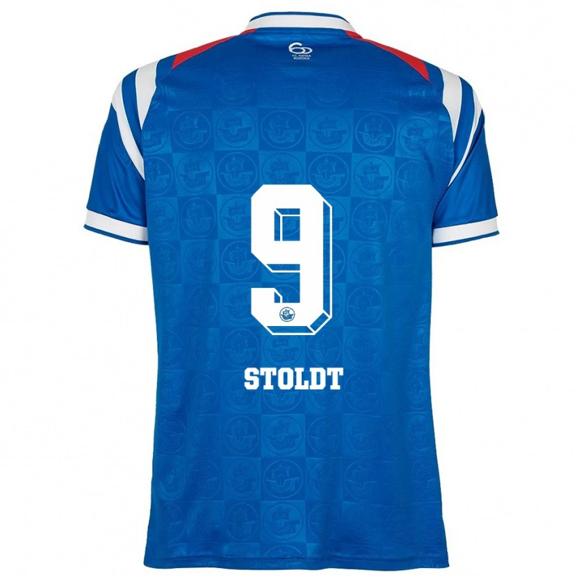 Danxen Børn Luca Stoldt #9 Blå Hvid Rød Hjemmebane Spillertrøjer 2025/26 Trøje T-Shirt