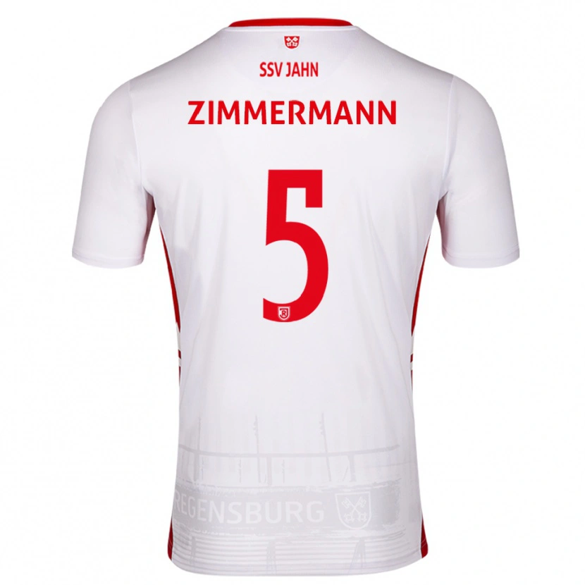 Danxen Børn Vitus Zimmermann #5 Hvid Rød Hjemmebane Spillertrøjer 2025/26 Trøje T-Shirt