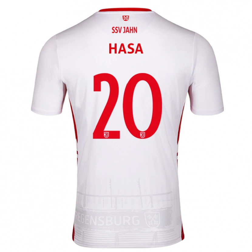 Danxen Børn Samuel Hasa #20 Hvid Rød Hjemmebane Spillertrøjer 2025/26 Trøje T-Shirt