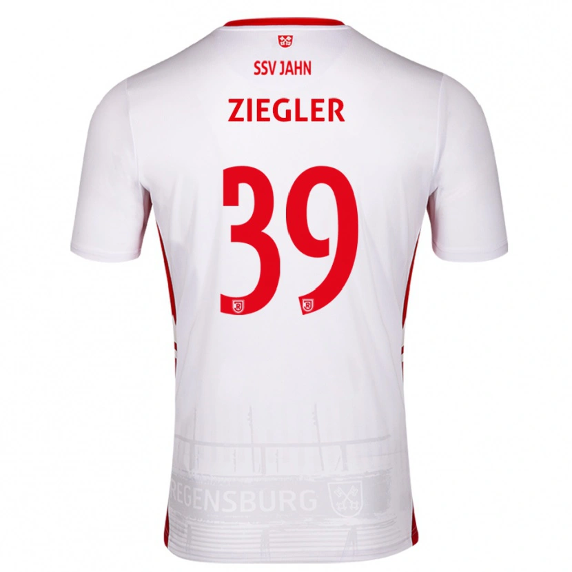 Danxen Børn Fabian Ziegler #39 Hvid Rød Hjemmebane Spillertrøjer 2025/26 Trøje T-Shirt
