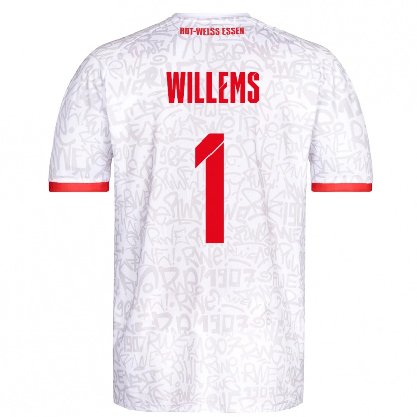 Danxen Børn Leon Willems #1 Hvid Rød Hjemmebane Spillertrøjer 2025/26 Trøje T-Shirt