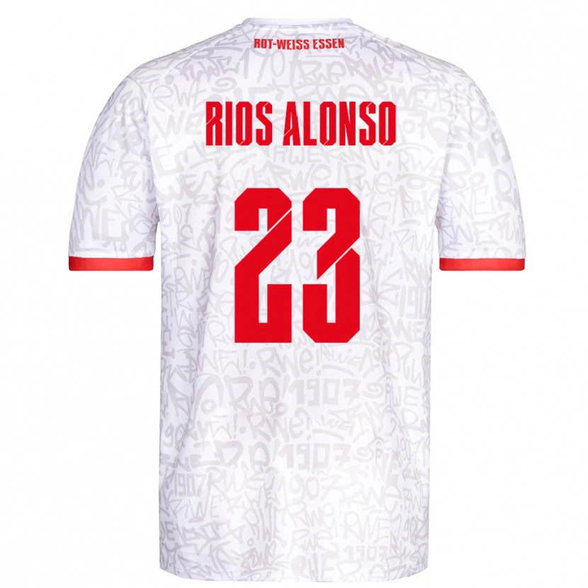 Danxen Børn José Enrique Ríos Alonso #23 Hvid Rød Hjemmebane Spillertrøjer 2025/26 Trøje T-Shirt