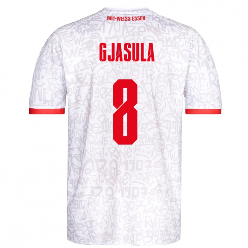 Danxen Børn Klaus Gjasula #8 Hvid Rød Hjemmebane Spillertrøjer 2025/26 Trøje T-Shirt