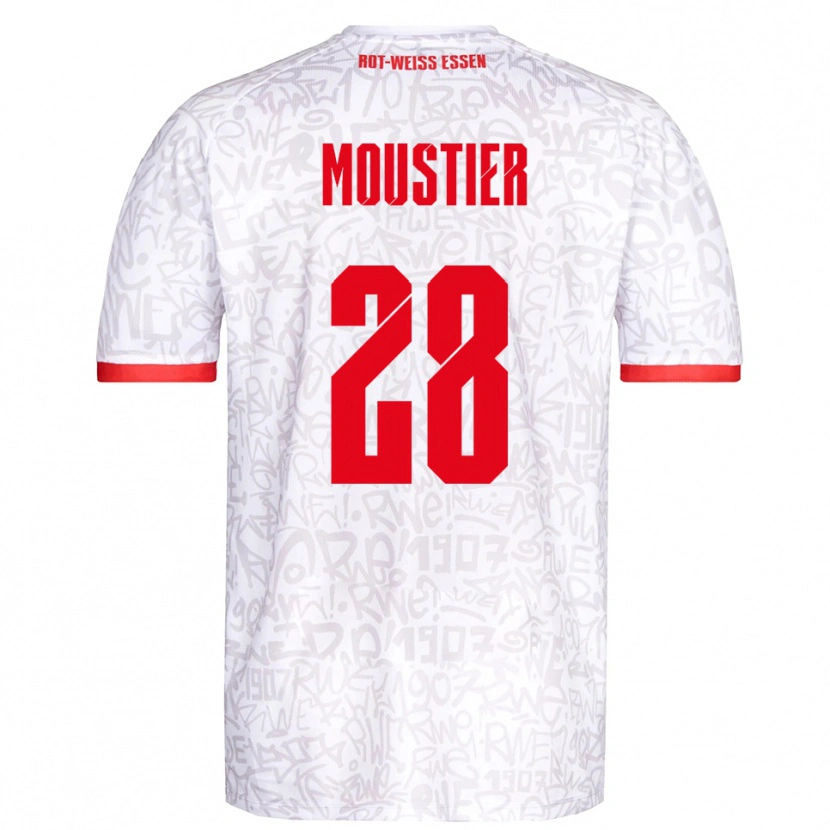 Danxen Børn Tom Moustier #28 Hvid Rød Hjemmebane Spillertrøjer 2025/26 Trøje T-Shirt