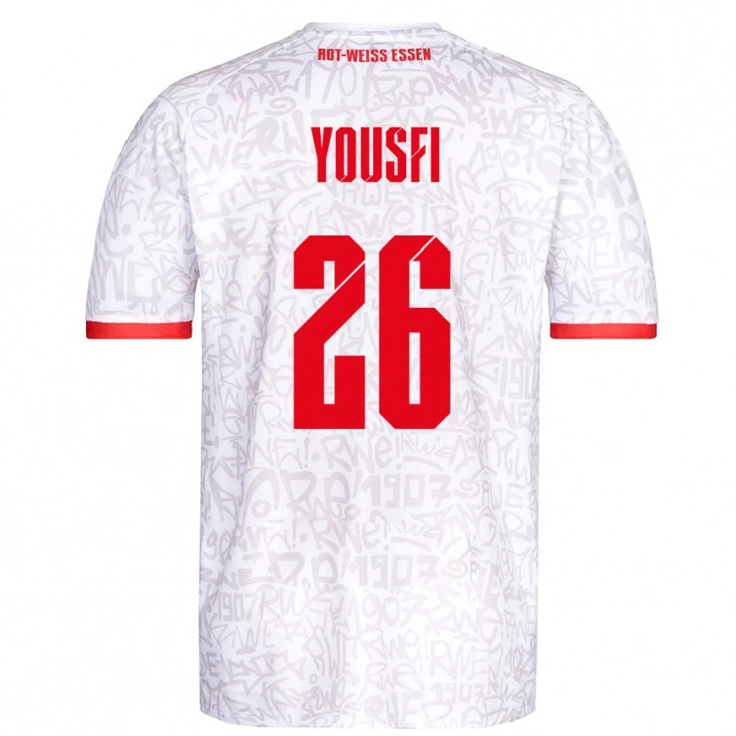 Danxen Børn Elias Yousfi #26 Hvid Rød Hjemmebane Spillertrøjer 2025/26 Trøje T-Shirt