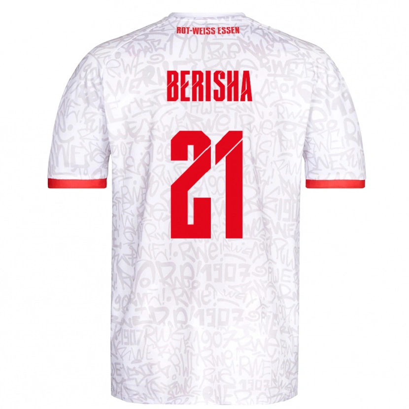 Danxen Børn Dion Berisha #21 Hvid Rød Hjemmebane Spillertrøjer 2025/26 Trøje T-Shirt