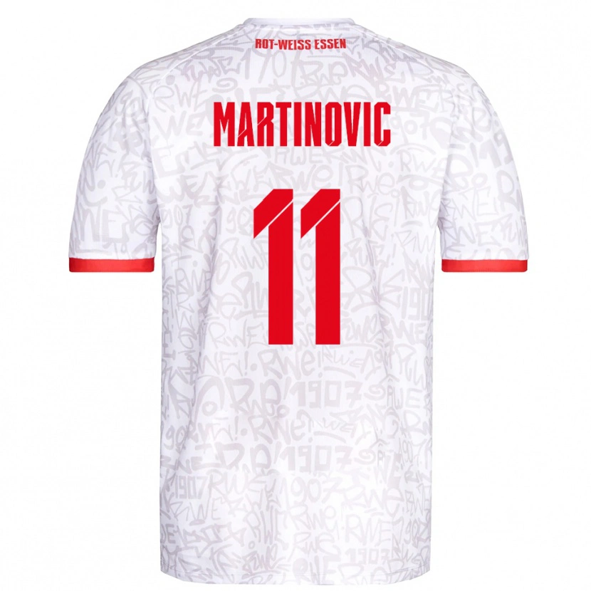 Danxen Børn Dominik Martinovic #11 Hvid Rød Hjemmebane Spillertrøjer 2025/26 Trøje T-Shirt