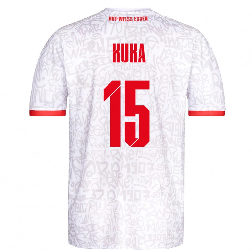 Danxen Børn Hamid Kuka #15 Hvid Rød Hjemmebane Spillertrøjer 2025/26 Trøje T-Shirt