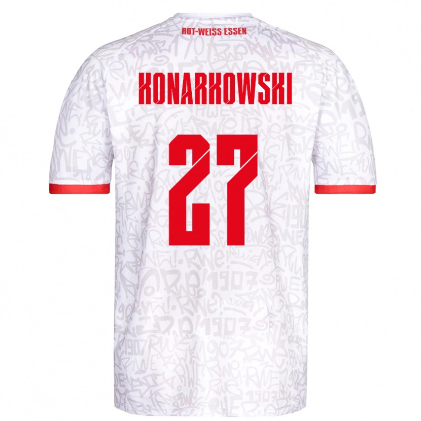 Danxen Børn Mirco Konarkowski #27 Hvid Rød Hjemmebane Spillertrøjer 2025/26 Trøje T-Shirt