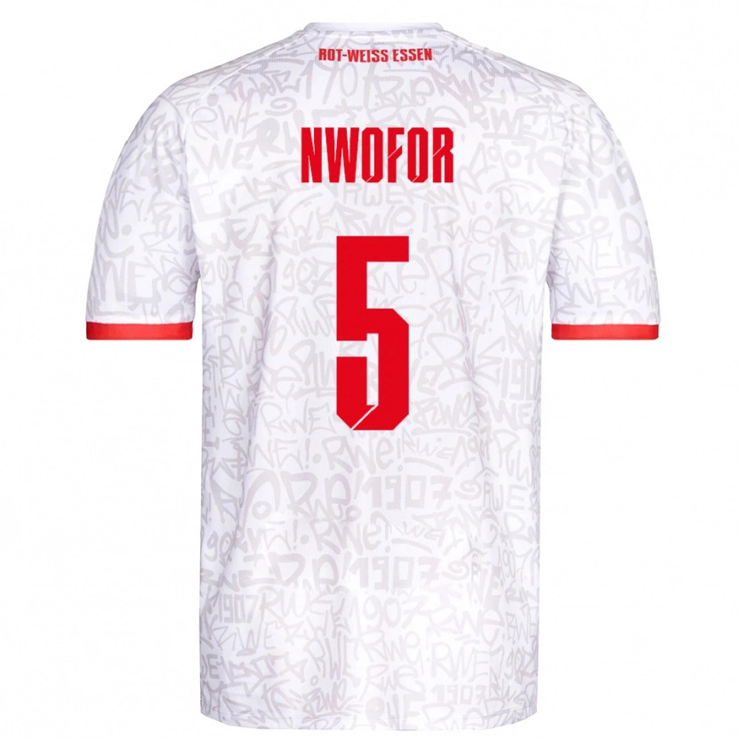 Danxen Børn Jamie Nwofor #5 Hvid Rød Hjemmebane Spillertrøjer 2025/26 Trøje T-Shirt