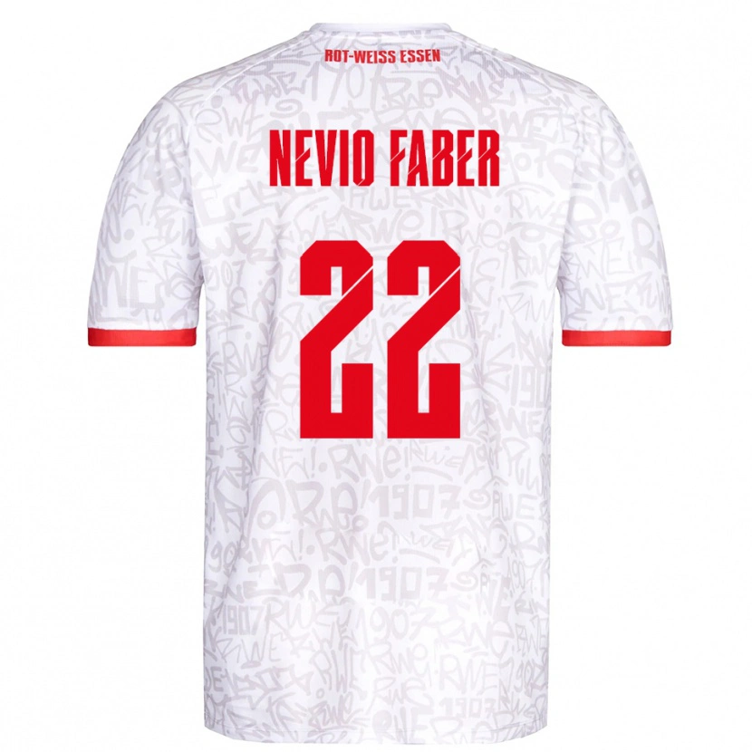 Danxen Børn Arne Nevio Faber #22 Hvid Rød Hjemmebane Spillertrøjer 2025/26 Trøje T-Shirt