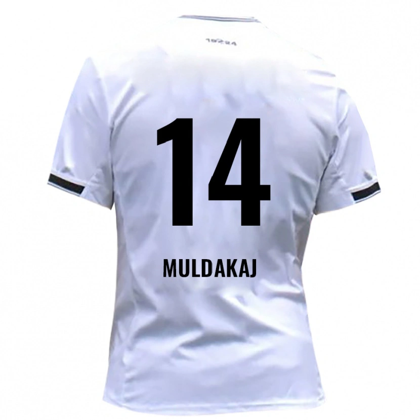 Danxen Børn Ardit Muldakaj #14 Hvid Rød Hjemmebane Spillertrøjer 2025/26 Trøje T-Shirt