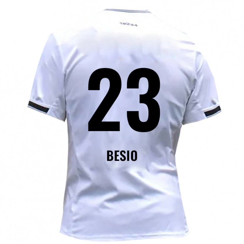 Danxen Børn Alessio Besio #23 Hvid Rød Hjemmebane Spillertrøjer 2025/26 Trøje T-Shirt
