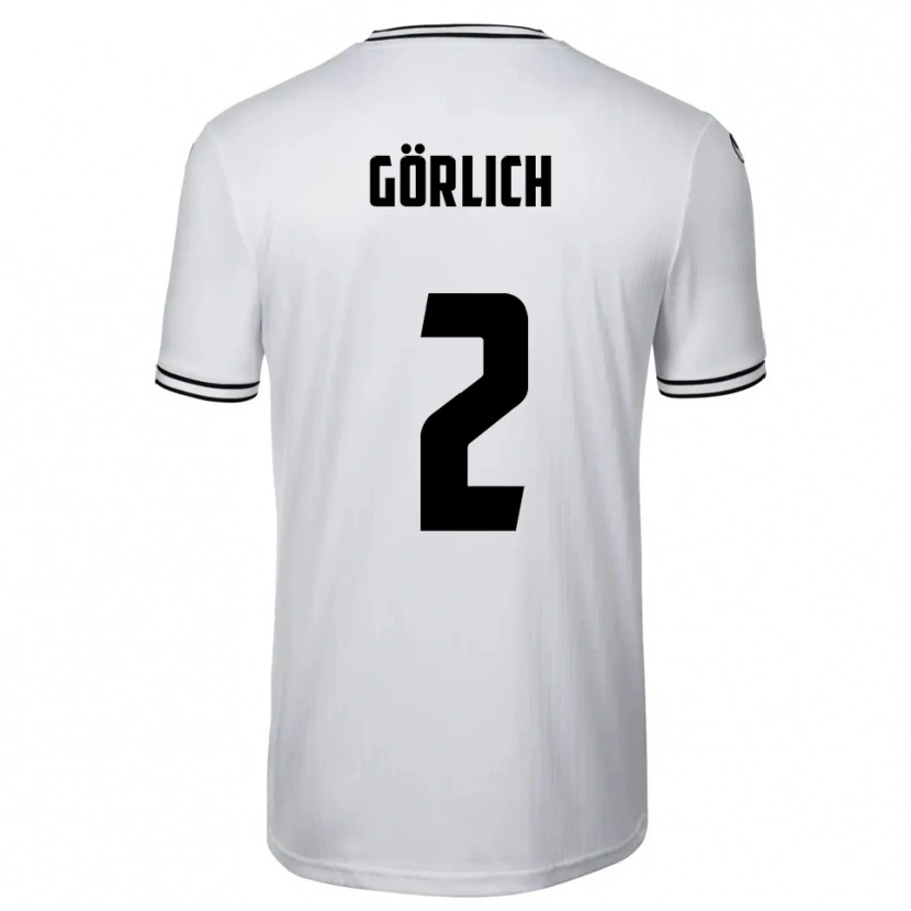 Danxen Børn Luis Görlich #2 Hvid Sort Hjemmebane Spillertrøjer 2025/26 Trøje T-Shirt