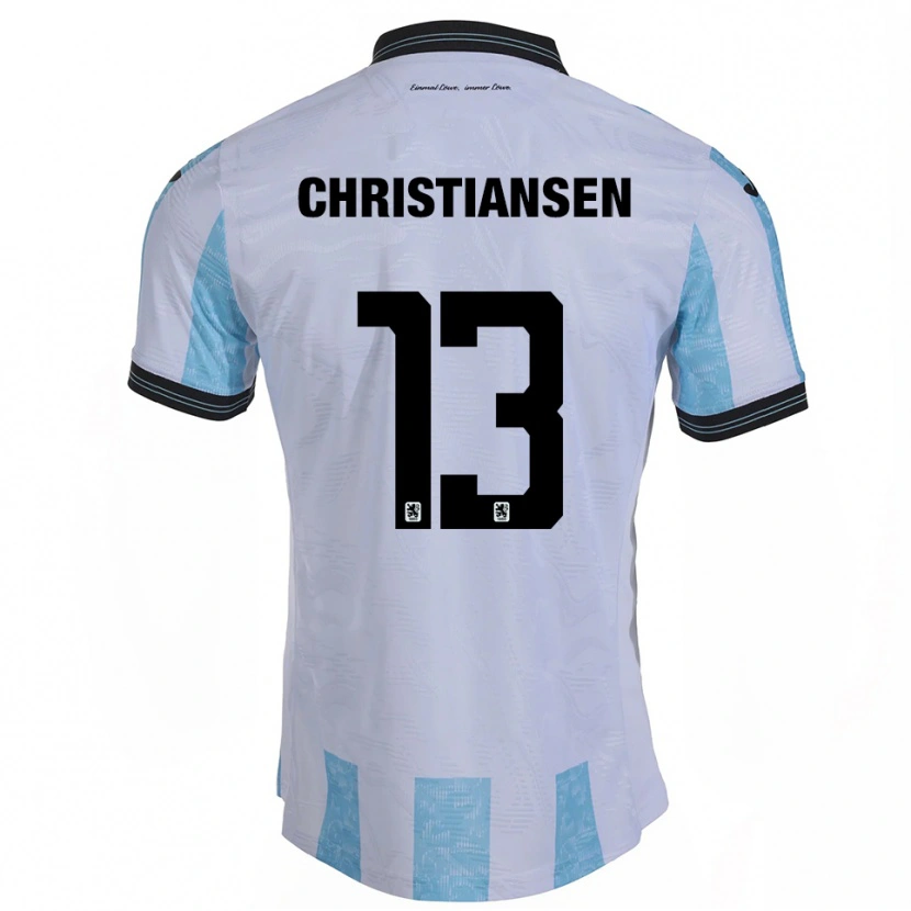 Danxen Børn Max Christiansen #13 Hvid Himmelblå Hjemmebane Spillertrøjer 2025/26 Trøje T-Shirt