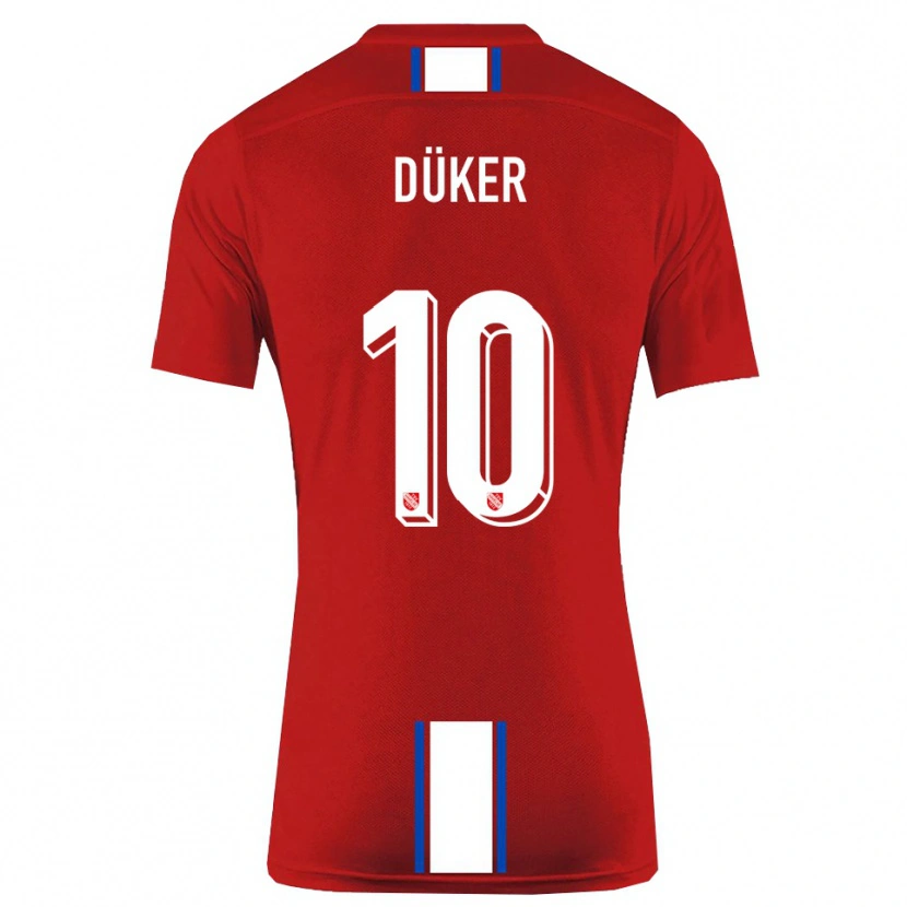 Danxen Børn Julius Düker #10 Rød Hvid Hjemmebane Spillertrøjer 2025/26 Trøje T-Shirt