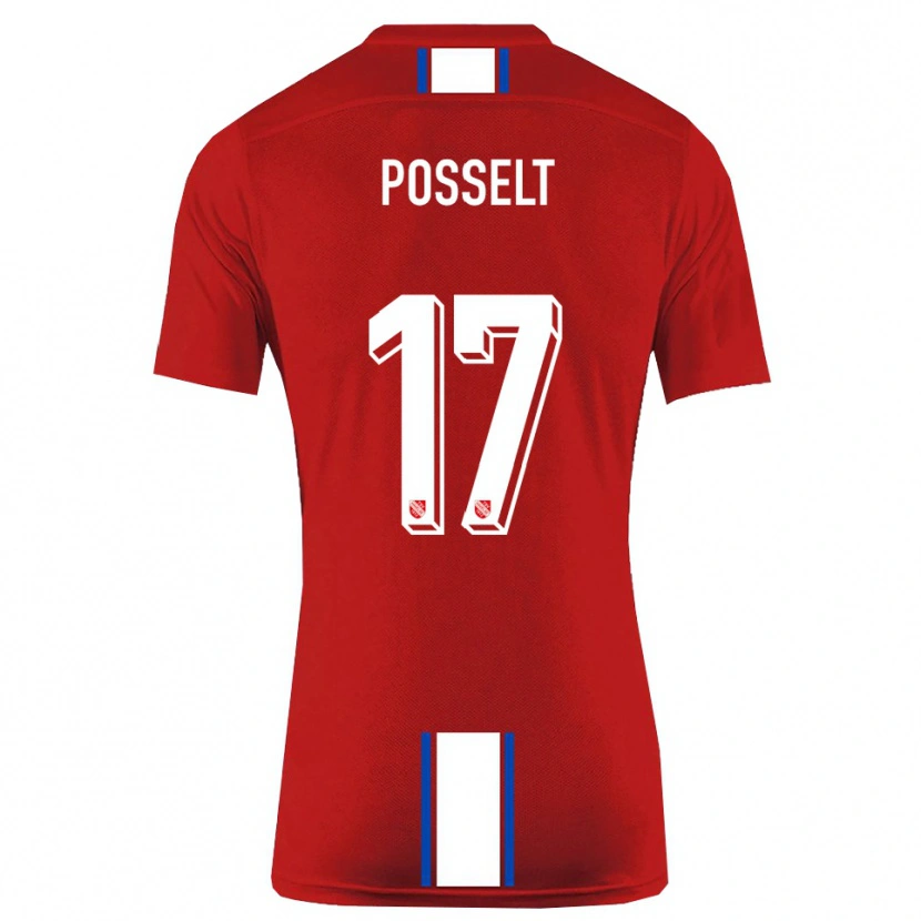Danxen Børn John Posselt #17 Rød Hvid Hjemmebane Spillertrøjer 2025/26 Trøje T-Shirt