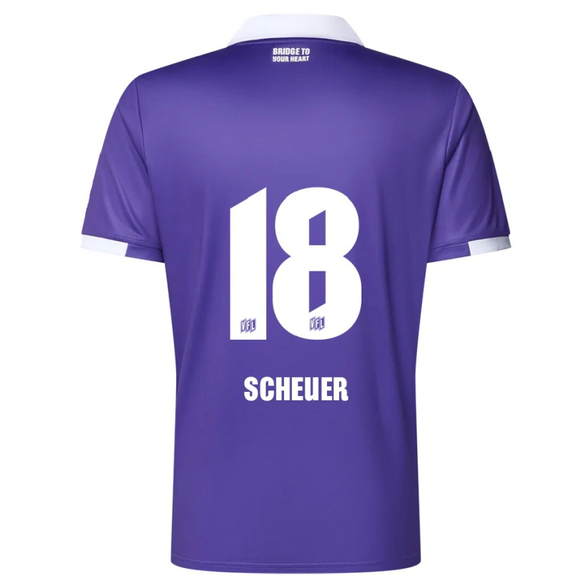 Danxen Børn Nevio Scheuer #18 Lilla Hvid Hjemmebane Spillertrøjer 2025/26 Trøje T-Shirt