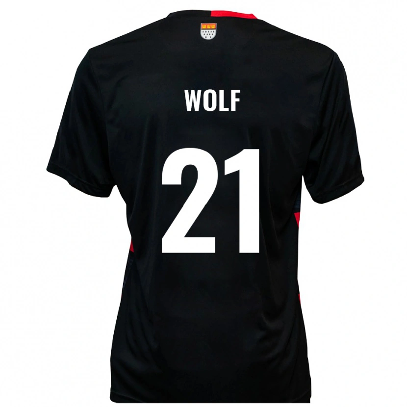 Danxen Børn Lucas Wolf #21 Sort Rød Hjemmebane Spillertrøjer 2025/26 Trøje T-Shirt