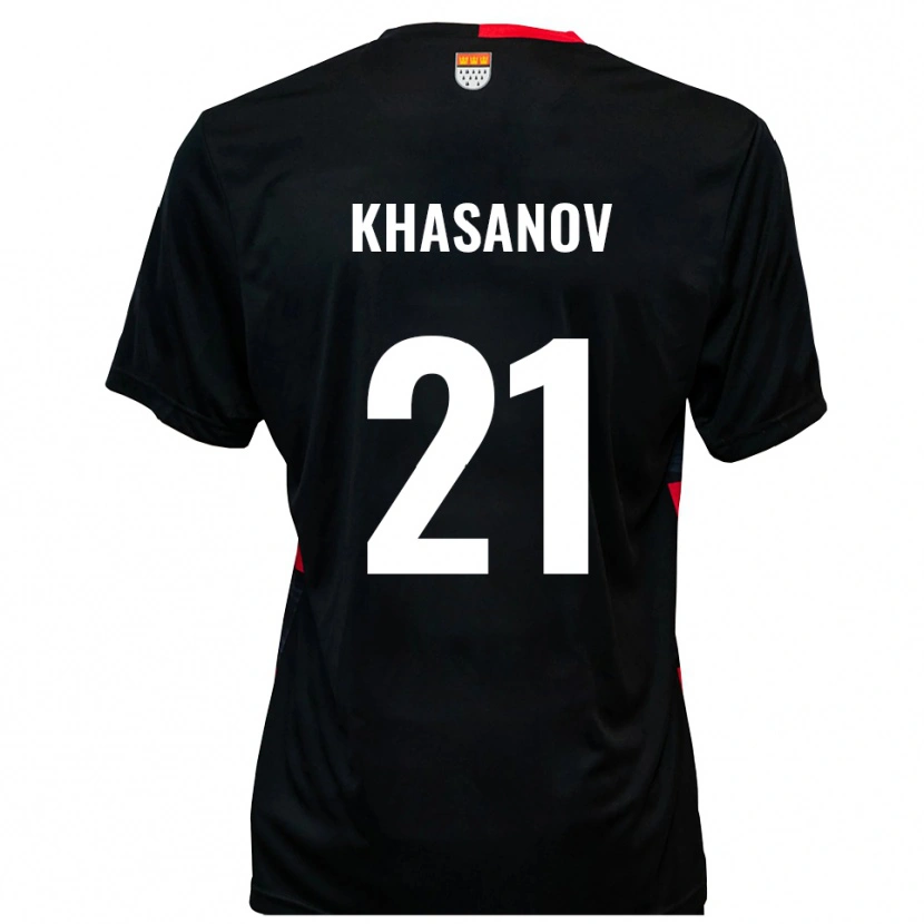 Danxen Børn Denys Khasanov #21 Sort Rød Hjemmebane Spillertrøjer 2025/26 Trøje T-Shirt