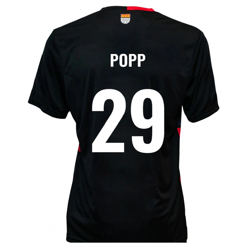 Danxen Børn Leander Popp #29 Sort Rød Hjemmebane Spillertrøjer 2025/26 Trøje T-Shirt