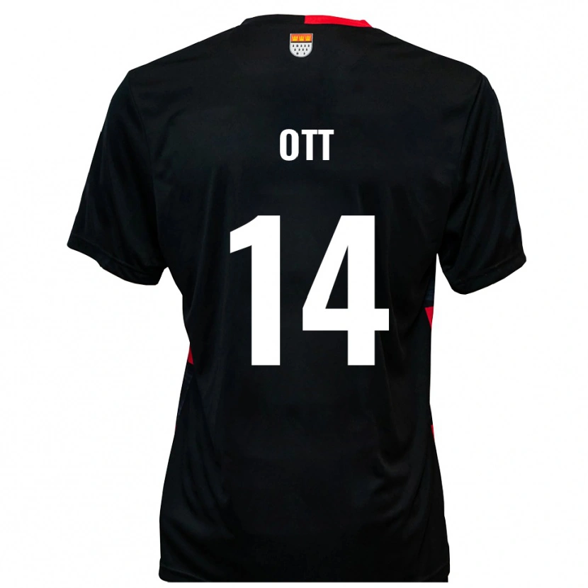 Danxen Børn Raphael Ott #14 Sort Rød Hjemmebane Spillertrøjer 2025/26 Trøje T-Shirt