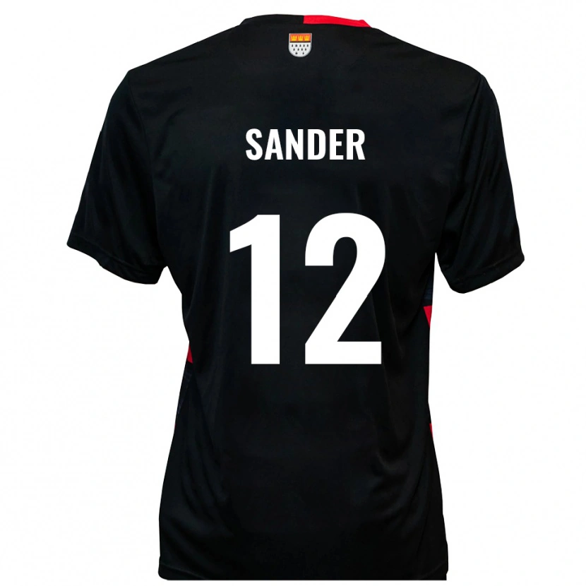 Danxen Børn Anton Sander #12 Sort Rød Hjemmebane Spillertrøjer 2025/26 Trøje T-Shirt