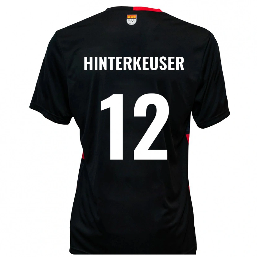 Danxen Børn Thomas Hinterkeuser #12 Sort Rød Hjemmebane Spillertrøjer 2025/26 Trøje T-Shirt