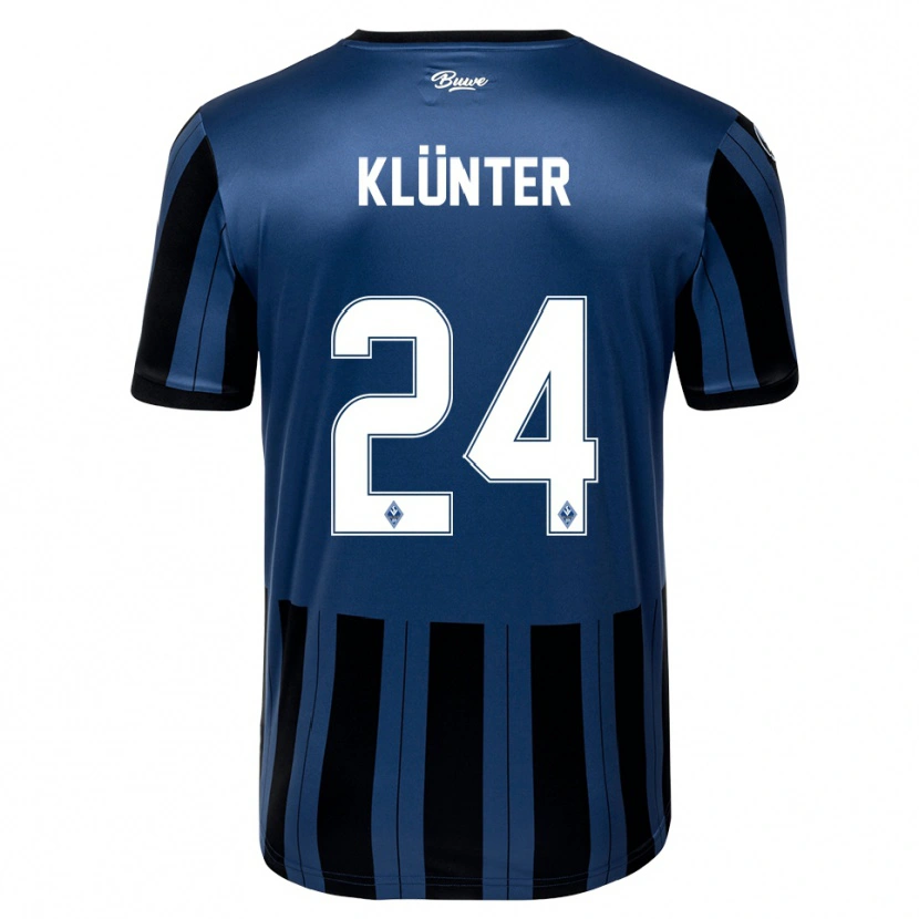 Danxen Børn Lukas Klünter #24 Blå Grå Sort Hjemmebane Spillertrøjer 2025/26 Trøje T-Shirt