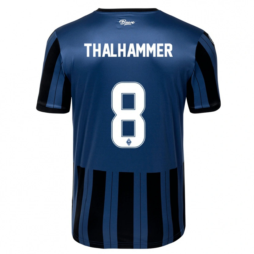 Danxen Børn Maximilian Thalhammer #8 Blå Grå Sort Hjemmebane Spillertrøjer 2025/26 Trøje T-Shirt
