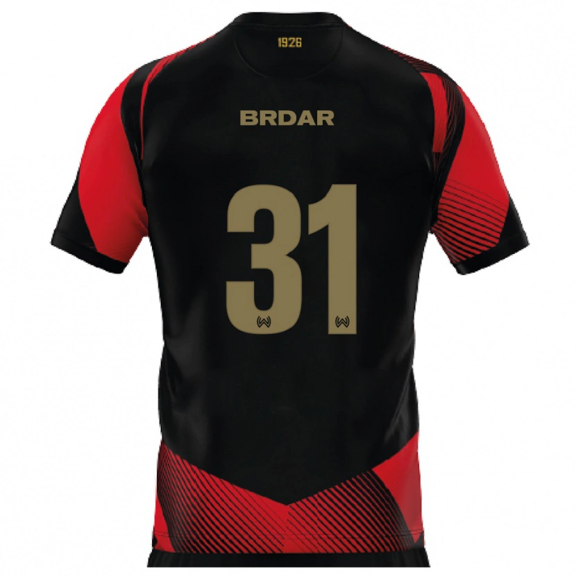 Danxen Børn Noah Brdar #31 Sort Rød Hjemmebane Spillertrøjer 2025/26 Trøje T-Shirt