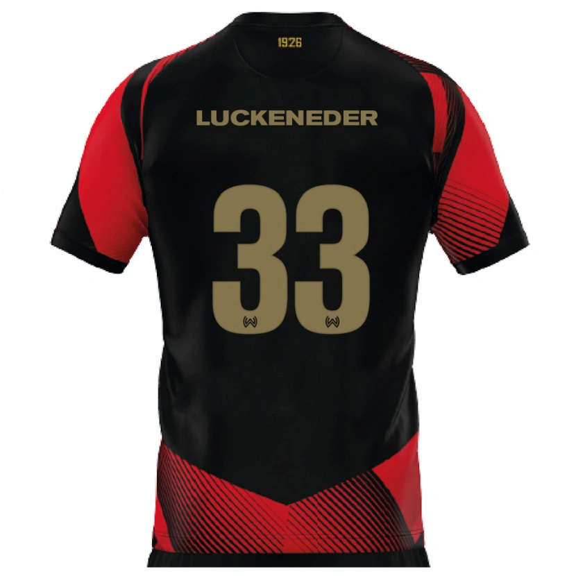 Danxen Børn Felix Luckeneder #33 Sort Rød Hjemmebane Spillertrøjer 2025/26 Trøje T-Shirt