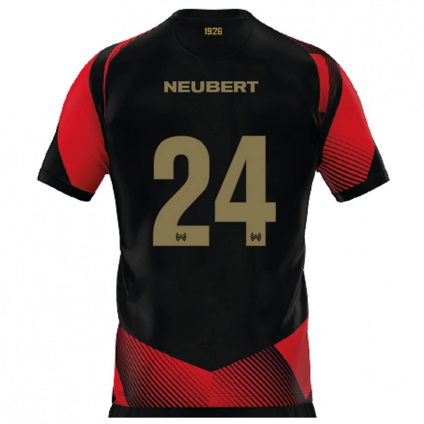 Danxen Børn Tim Neubert #24 Sort Rød Hjemmebane Spillertrøjer 2025/26 Trøje T-Shirt