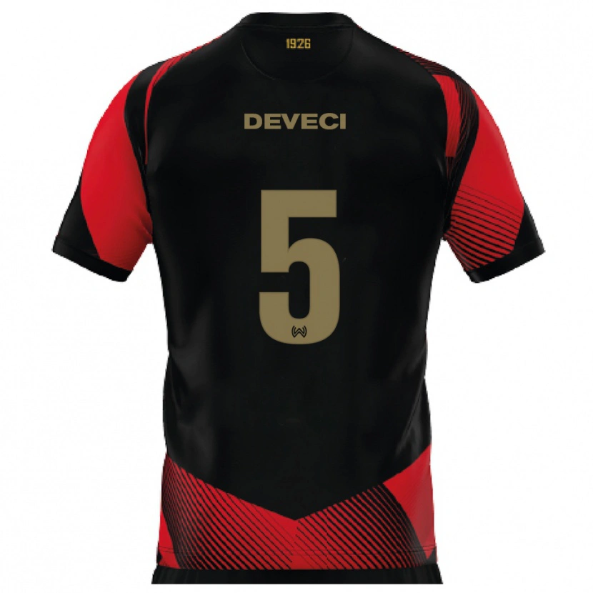 Danxen Børn Hüseyin Deveci #5 Sort Rød Hjemmebane Spillertrøjer 2025/26 Trøje T-Shirt