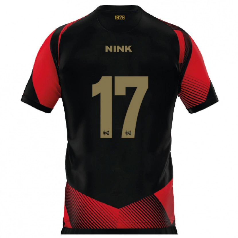 Danxen Børn Ben Nink #17 Sort Rød Hjemmebane Spillertrøjer 2025/26 Trøje T-Shirt