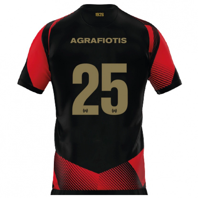 Danxen Børn Nikolas Agrafiotis #25 Sort Rød Hjemmebane Spillertrøjer 2025/26 Trøje T-Shirt