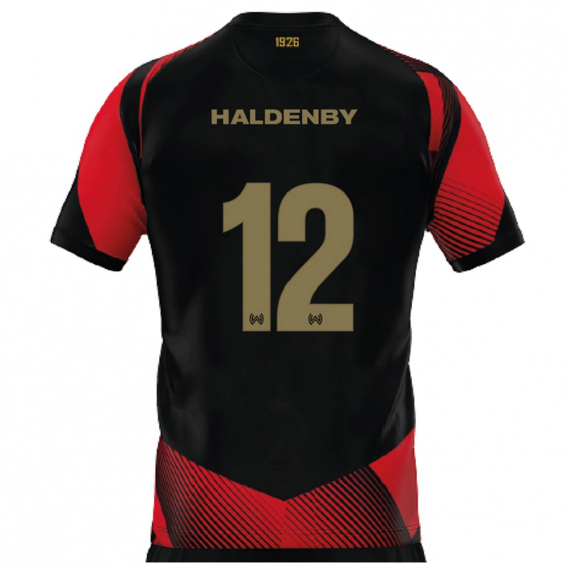Danxen Børn Ben Haldenby #12 Sort Rød Hjemmebane Spillertrøjer 2025/26 Trøje T-Shirt