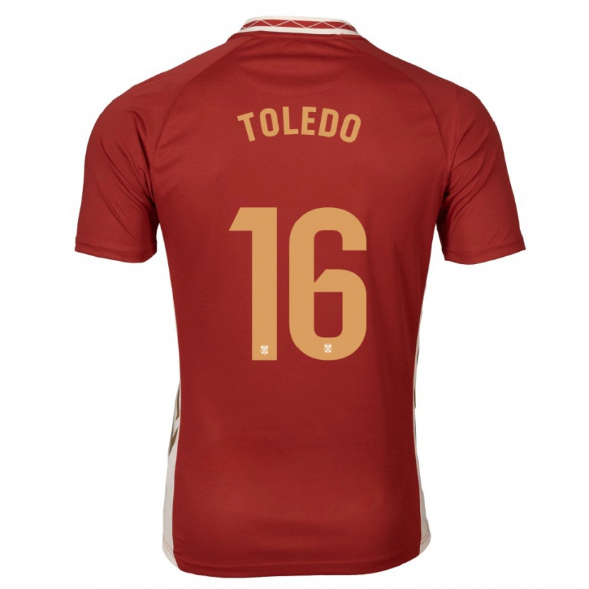 Danxen Børn Adrián Toledo #16 Burgundy Guld Udebane Spillertrøjer 2025/26 Trøje T-Shirt