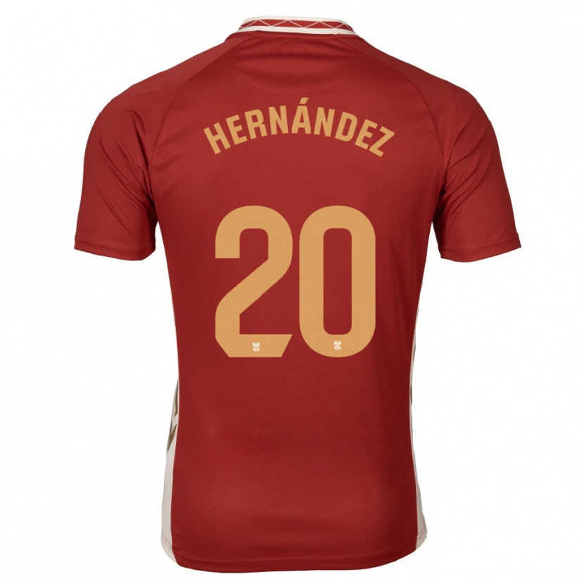 Danxen Børn Jesús Hernández #20 Burgundy Guld Udebane Spillertrøjer 2025/26 Trøje T-Shirt