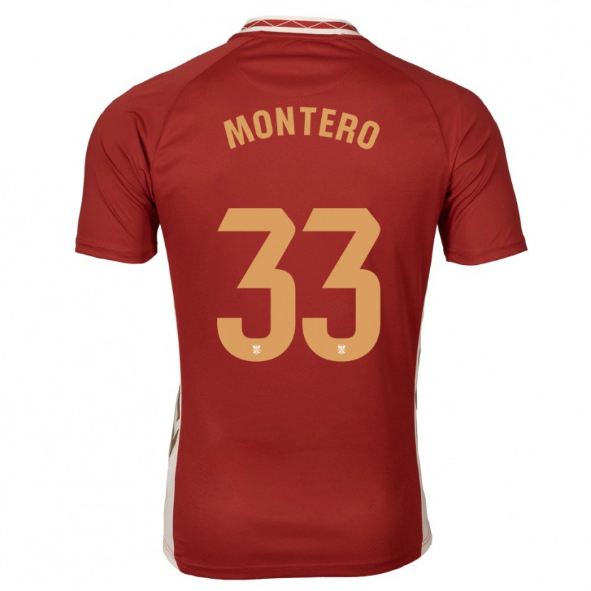 Danxen Børn Manuel Montero #33 Burgundy Guld Udebane Spillertrøjer 2025/26 Trøje T-Shirt