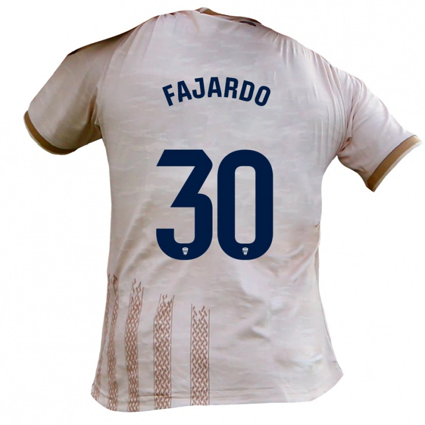 Danxen Børn José Fajardo #30 Off White Brun Udebane Spillertrøjer 2025/26 Trøje T-Shirt