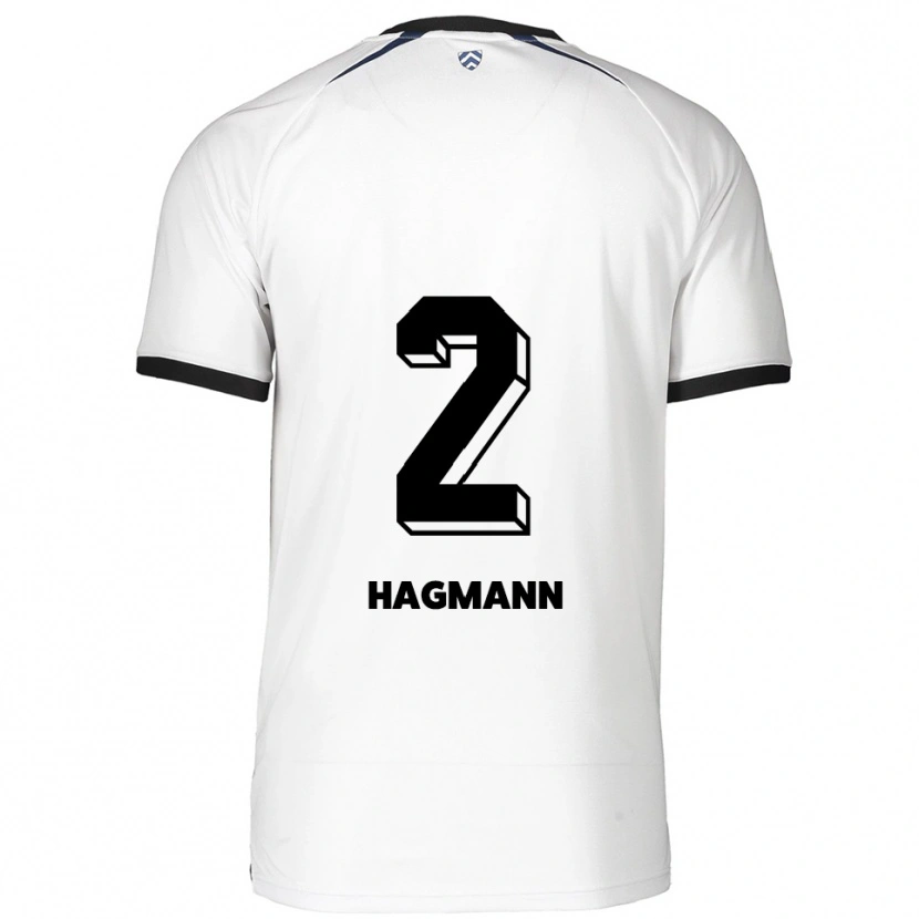 Danxen Børn Felix Hagmann #2 Hvid Sort Udebane Spillertrøjer 2025/26 Trøje T-Shirt