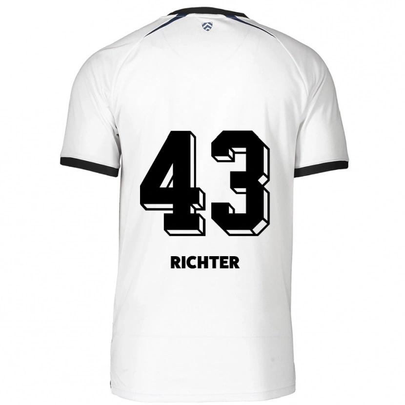 Danxen Børn Daniel Richter #43 Hvid Sort Udebane Spillertrøjer 2025/26 Trøje T-Shirt