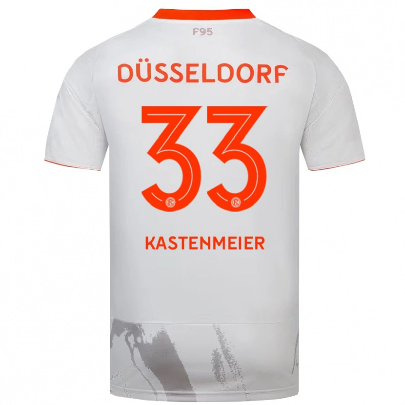 Danxen Børn Florian Kastenmeier #33 Hvid Orange Udebane Spillertrøjer 2025/26 Trøje T-Shirt